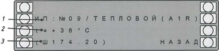 Расширенная информация о событии: 1 - описание события; 2 - температура; 3 - защищаемая зона