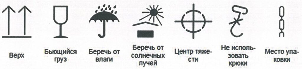 Маркировки, нанесенные на груз в упаковке