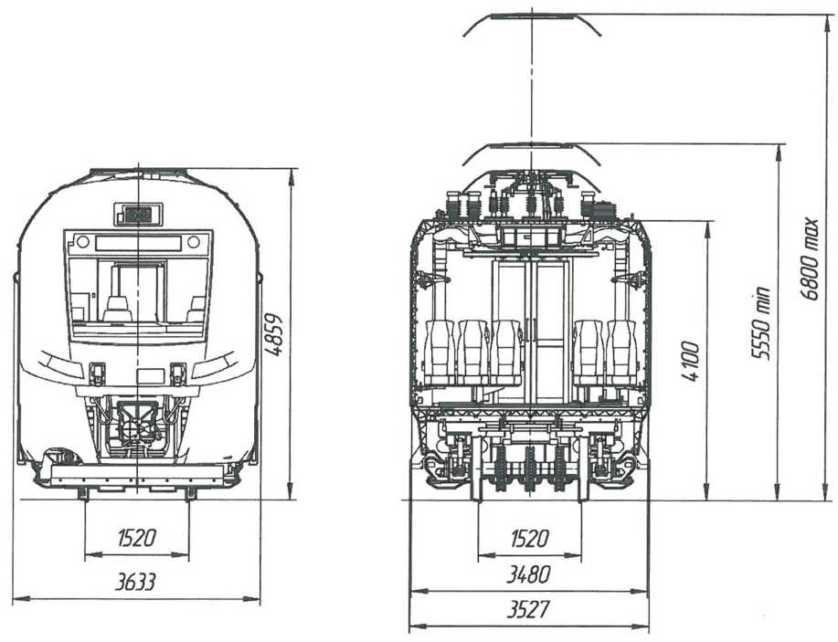 Рисунок 1.2 - Габаритное очертание электропоезда