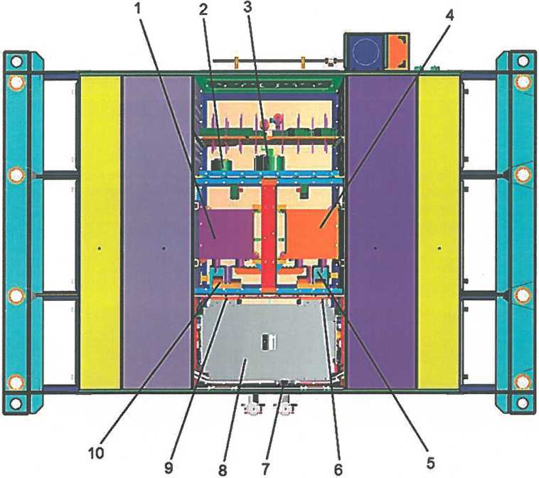 Расположение оборудования в центральных отсеках (вид снизу)
