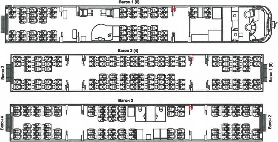 Расположение щитков АЗВ в вагонах электропоезда