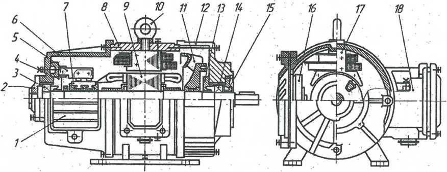 Устройство электродвигателя типа П22 У3