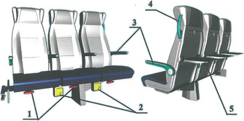 Рисунок 2.4 - Блоки трехместных кресел 3 класса «Турист»