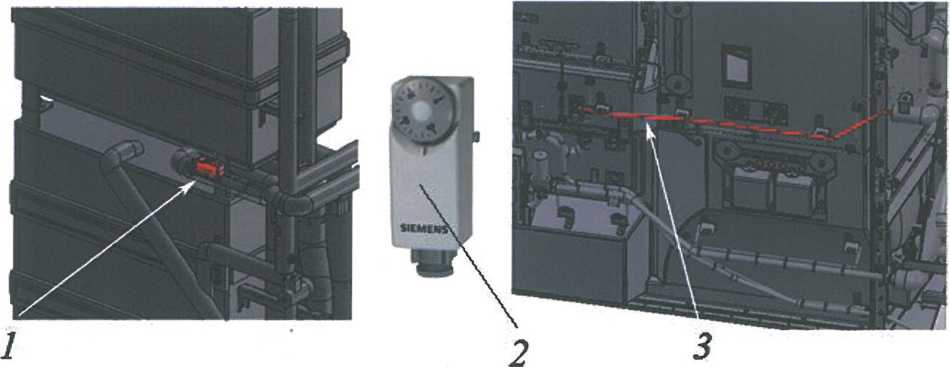Рисунок 13.13 - Расположение термостата и нагревательного кабеля
