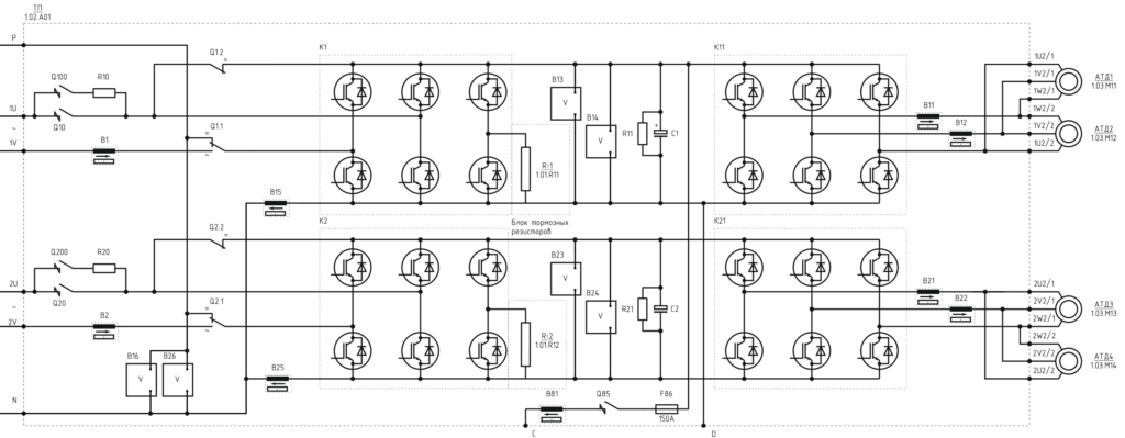 Структурная схема тягового преобразователя