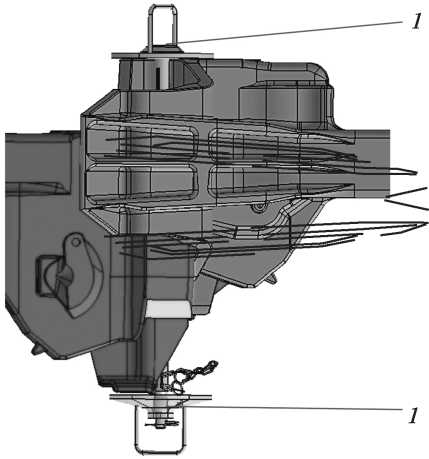 Рис. 3.144. Ограничитель вертикальных перемещений головок автосцепок СА-3 (показан цифрой 1)