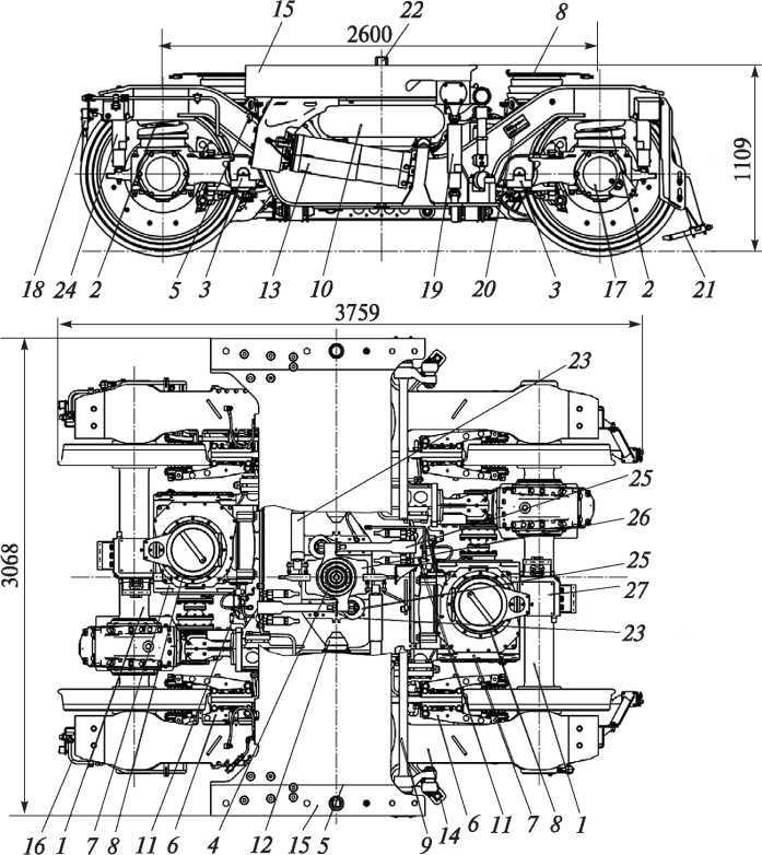 Рис. 3.3. Моторная тележка SF-520 ЭВС «Сапсан» (показана с траверсой)