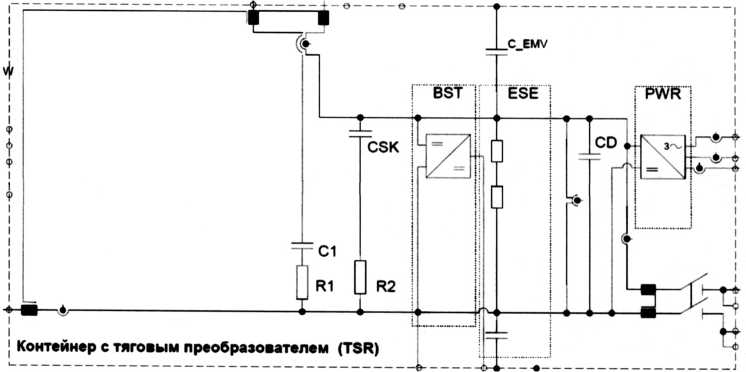 Рис. 5.49. Электрическая схема контейнера с однорежимным тяговым преобразователем