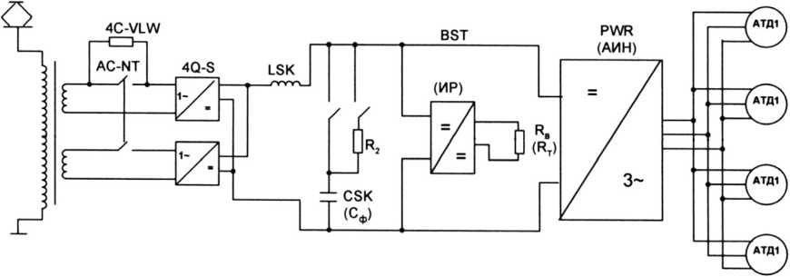 Рис. 5.63. Упрощенная силовая схема при питании от сети переменного тока